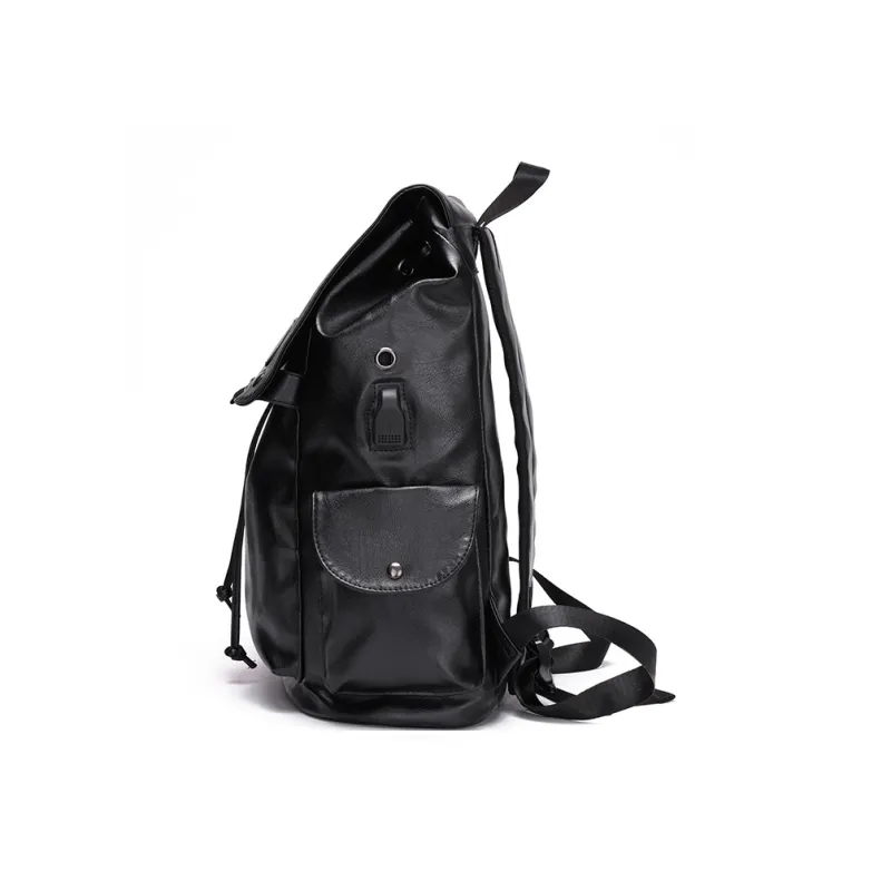 Kaka Tree PU Backpack Unisex Black/Brown-2