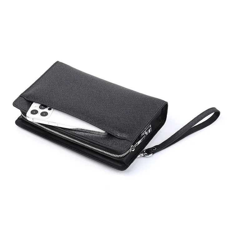 DOSRFINI Genuine Leather Clutch Large Size Men's Black-4
