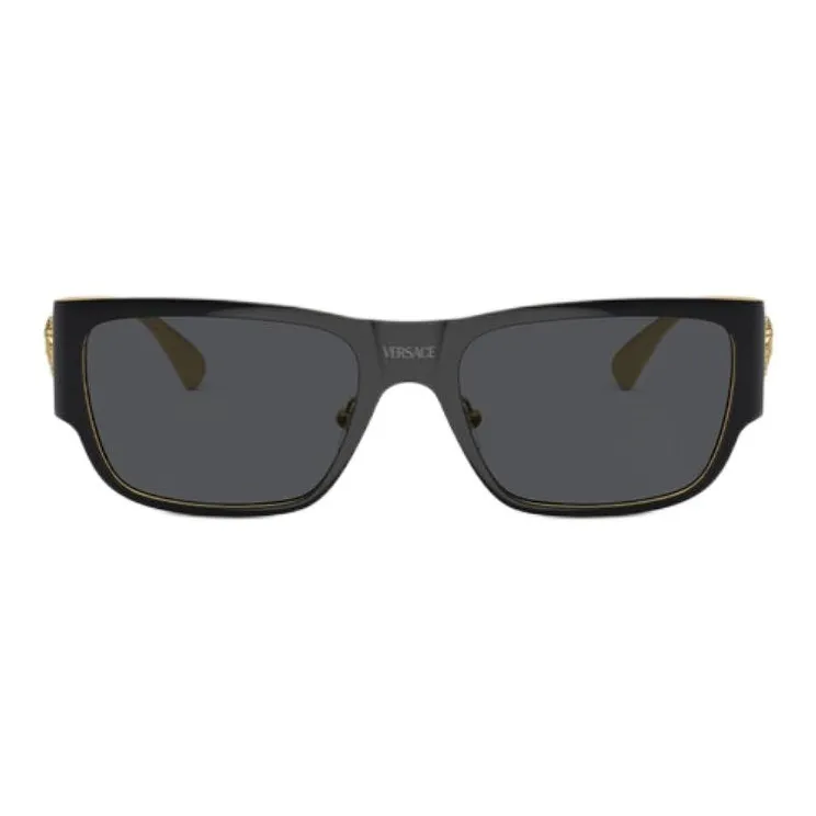 VERSACE Metal Square Sunglasses Men's Gold/Black-1