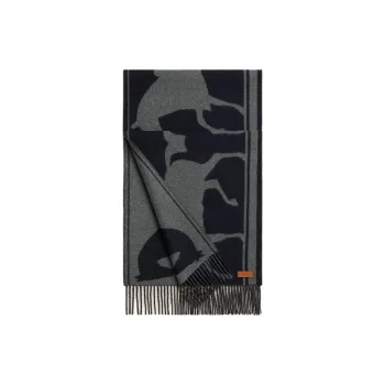 HERMES Cashmere Knit Scarves Unisex Dark Gray
