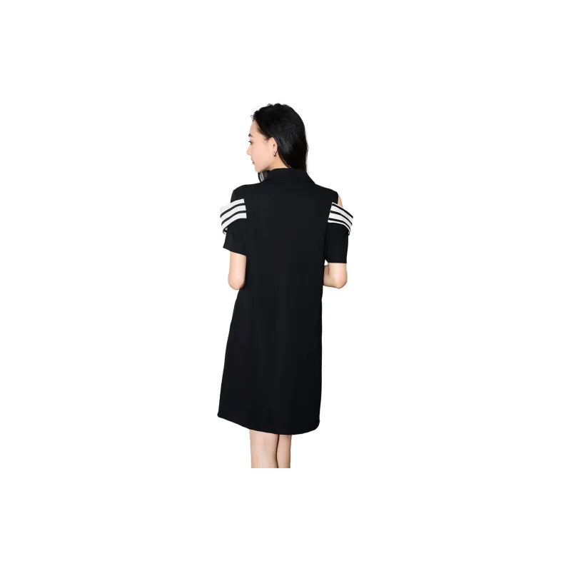 SMEN Short Sleeved Dresses Women's Black-1