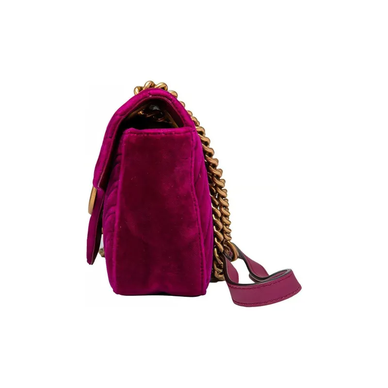 GUCCI GG Marmont Velvet Crossbody Bag, Shoulder Bag Women's Fuchsia-2
