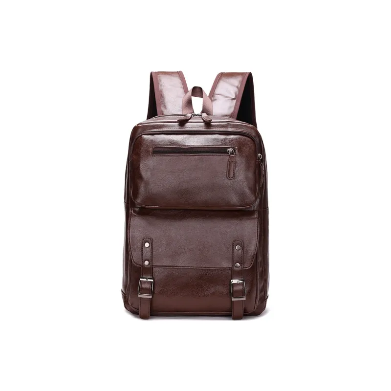 Kaka Tree PU Backpack Regular Unisex Black/Brown-6
