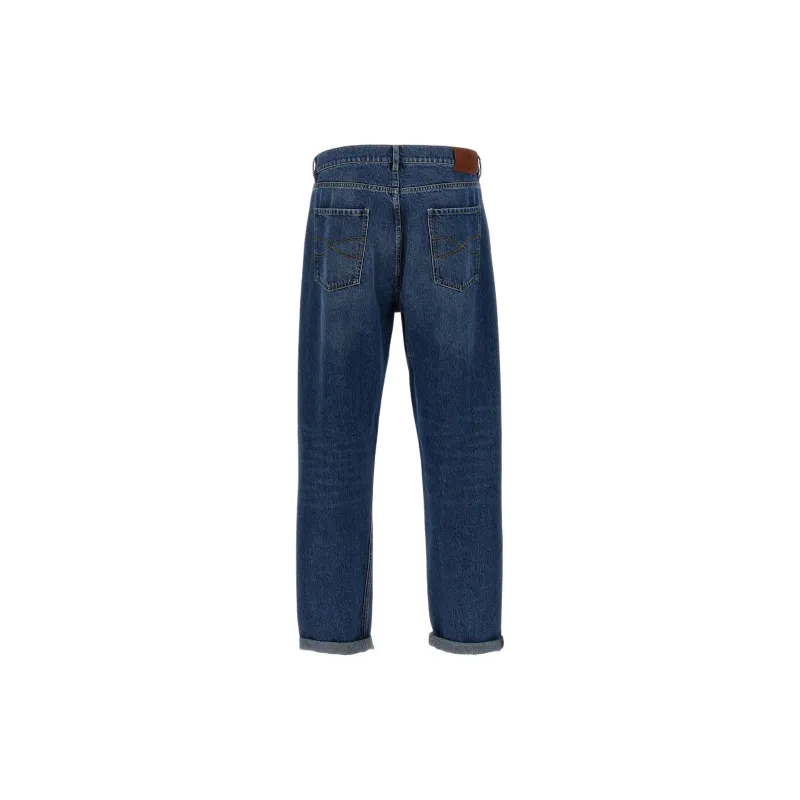 Brunello Cucinelli Logo Patch Mid Rise Jeans-1