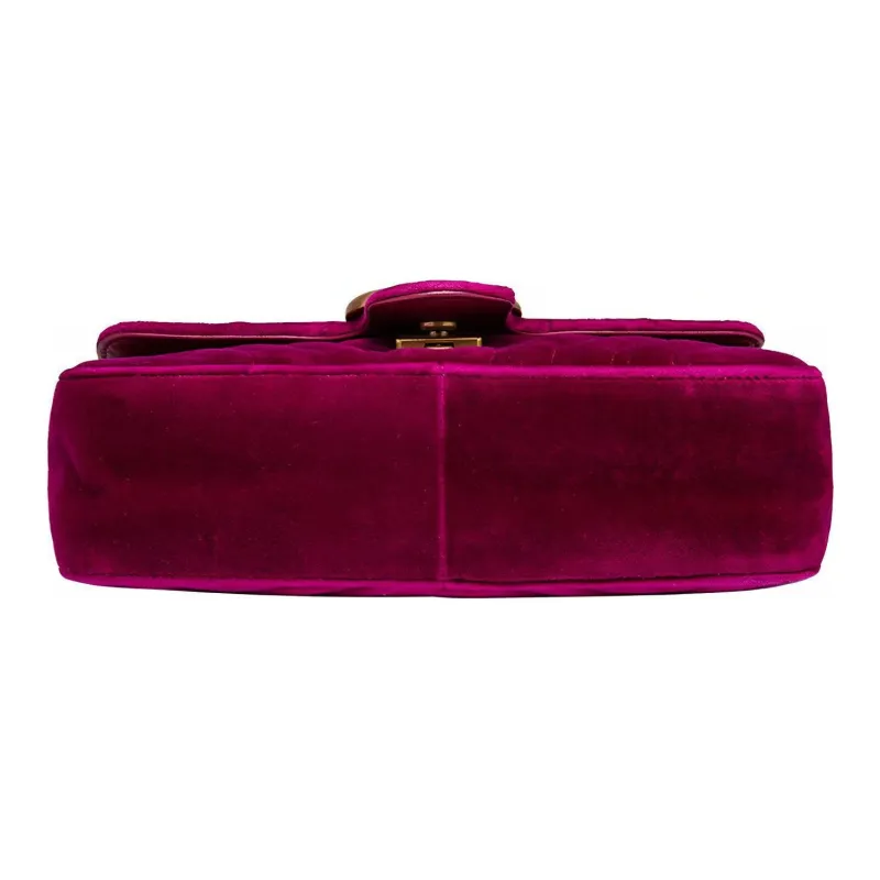 GUCCI GG Marmont Velvet Crossbody Bag, Shoulder Bag Women's Fuchsia-3