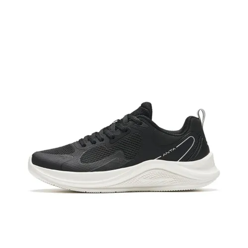 Anta Wear Resistant Slip Resistant Low Top Casual Running Shoes Women's Black Silver