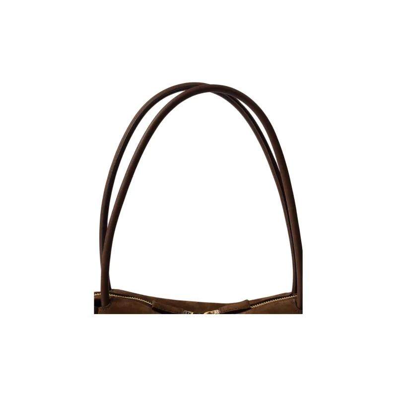 PRADA Suede Shoulder Bag Handbags Medium Size Unisex Cocoa Brown-4