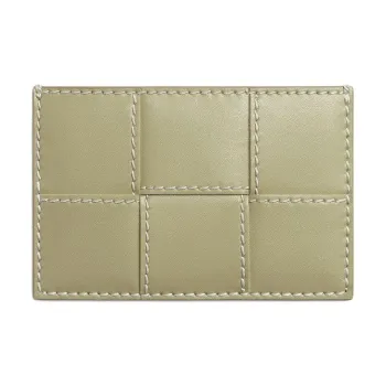 Bottega Veneta CASSETTE Cow Leather Card Holder Women's Lapis Lazuli And Natural