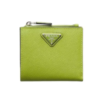 PRADA Cow Leather Wallet Men's Light Green