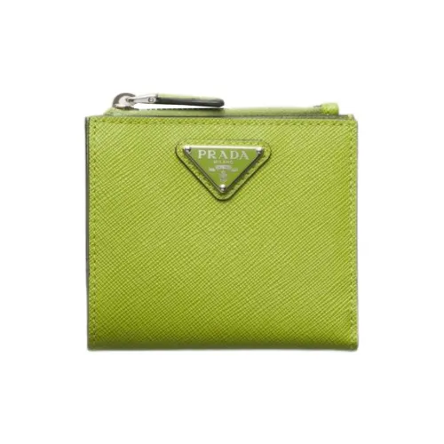 PRADA Cow Leather Wallet Men's Light Green