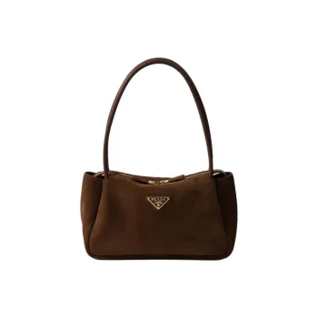 PRADA Suede Shoulder Bag Handbags Medium Size Unisex Cocoa Brown