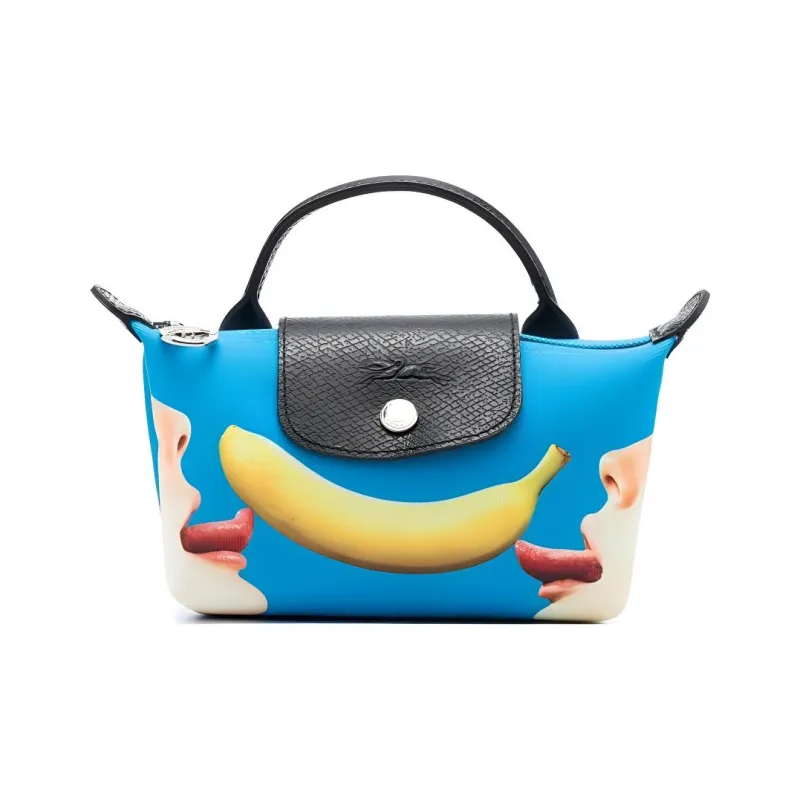 LONGCHAMP ToilerPaper Collaboration Recycled Polyester Canvas Tote Bag Shopping Bag Handbag Regular Women's Blue-0