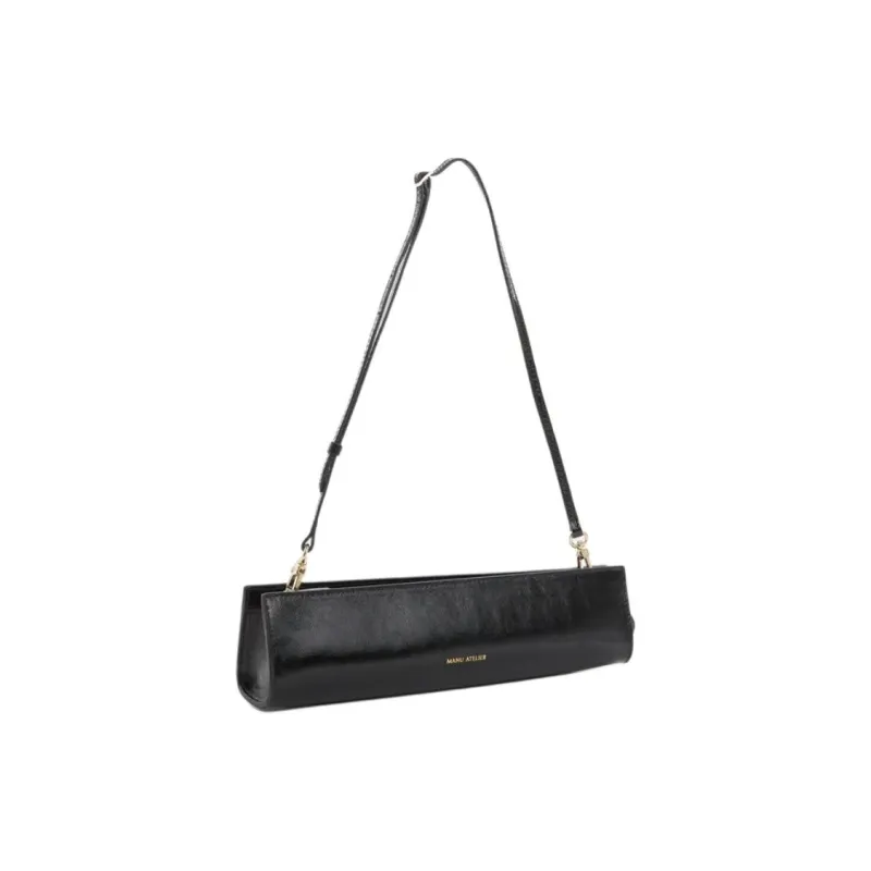 Manu Atelier Patent Leather Baguette Bag Handbag, Shoulder Bag Women's Black-1