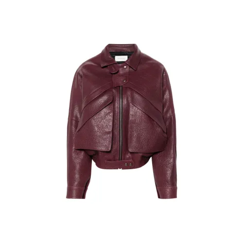 Magda Butrym Leather Jackets Women's Burgundy