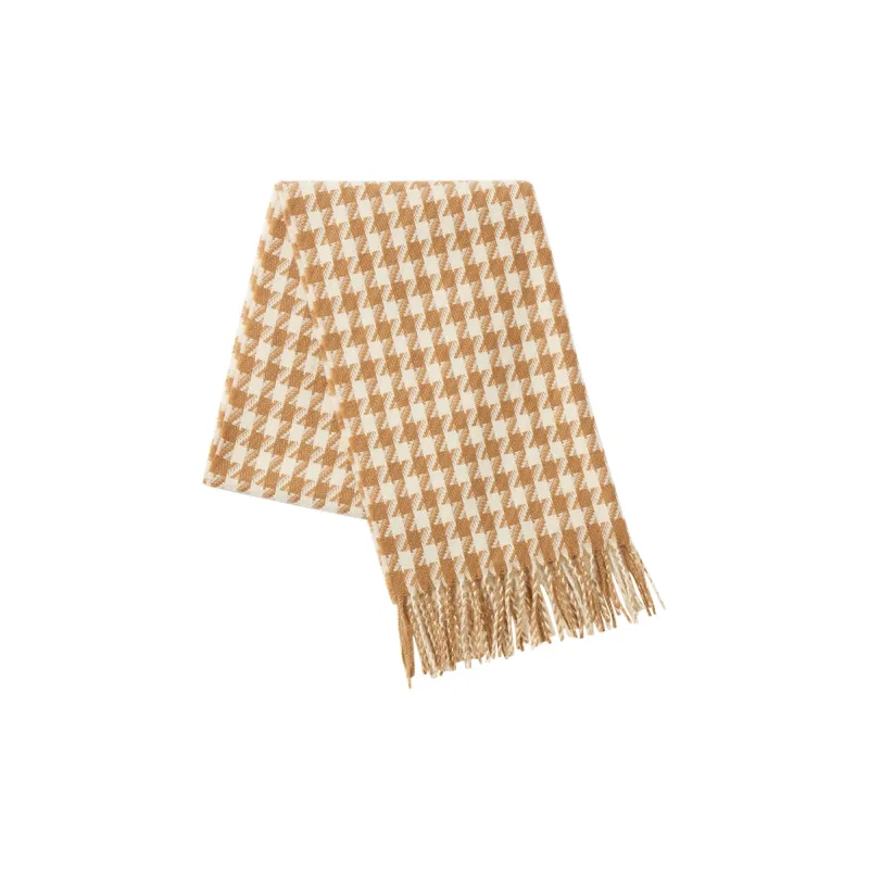 CAMEL Polyester Knit Scarves Unisex Light Khaki-0