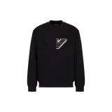 EMPORIO ARMANI Double-jersey Sweatshirt With Embossed Oversized Eagle On A Chevron Background