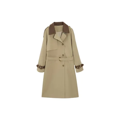 Love to serve Trench Coats Women's Khaki