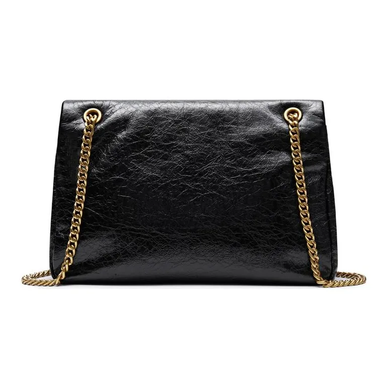 Staccato Cow Leather Crossbody Bag Women's Rubber Strap Black/Post Apocalyptic Gray-2