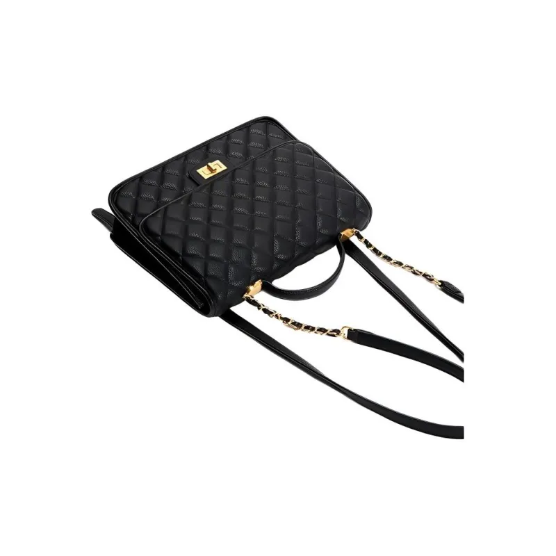 BETTERSAY Microfiber Synthetic Leather Backpack Large Size Women's Caviar Black-4