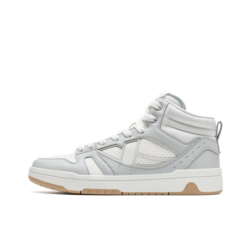 XTEP MAXX LITE High-Top Skateboard Shoes Men's Sail White/Moonstone Gray-0