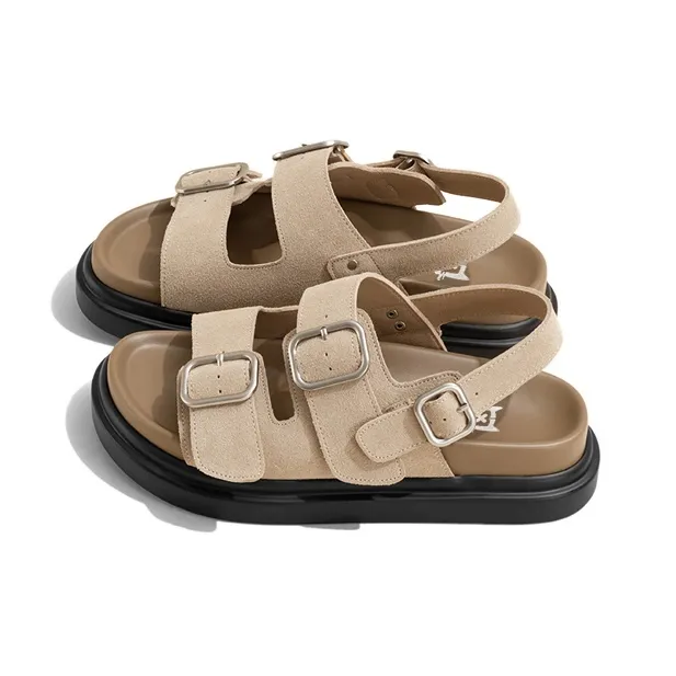 Old Meow Square Buckle Flat Roman Style, Beach Sandals 4.5cm Women's-3