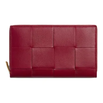 Bottega Veneta Sheepskin Wallet Women's Dark Red & Washable Happiness Pink