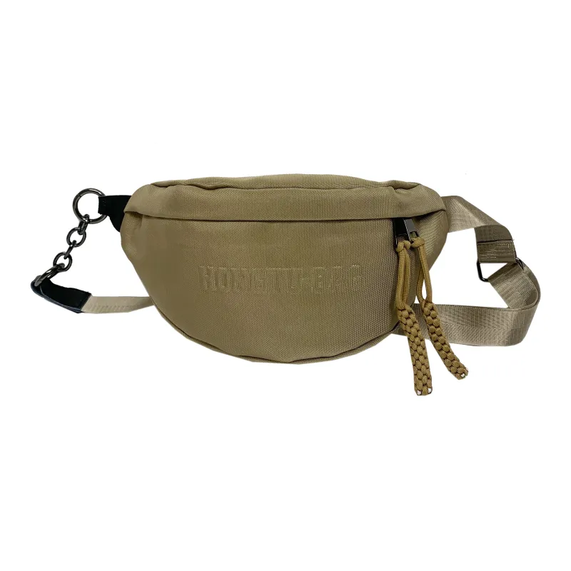 OURFUN Nylon Fabric Waist Bag Chest Bag Regular Unisex Gray/Black/Khaki-4