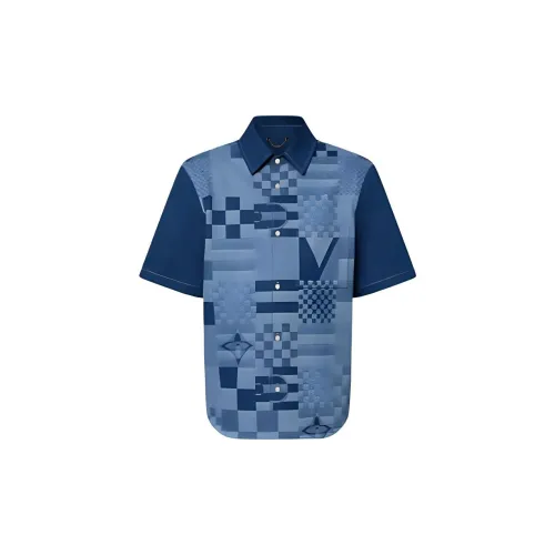 LOUIS VUITTON Printed Short-Sleeved Denim Shirt