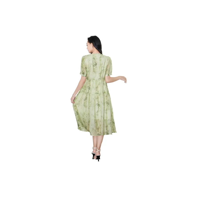 SMEN Short Sleeved Dresses Women's Green-1