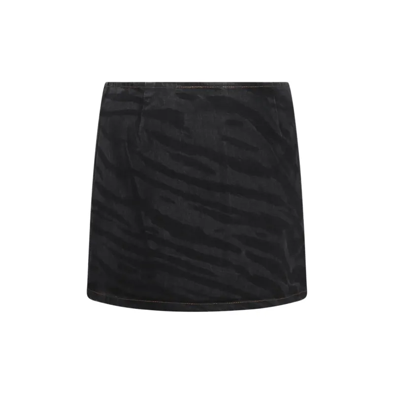 GANNI Zebra Printed Denim Mini Skirt-1