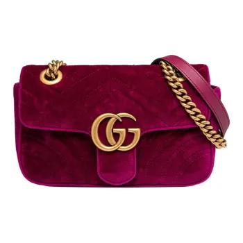 GUCCI GG Marmont Velvet Crossbody Bag, Shoulder Bag Women's Fuchsia