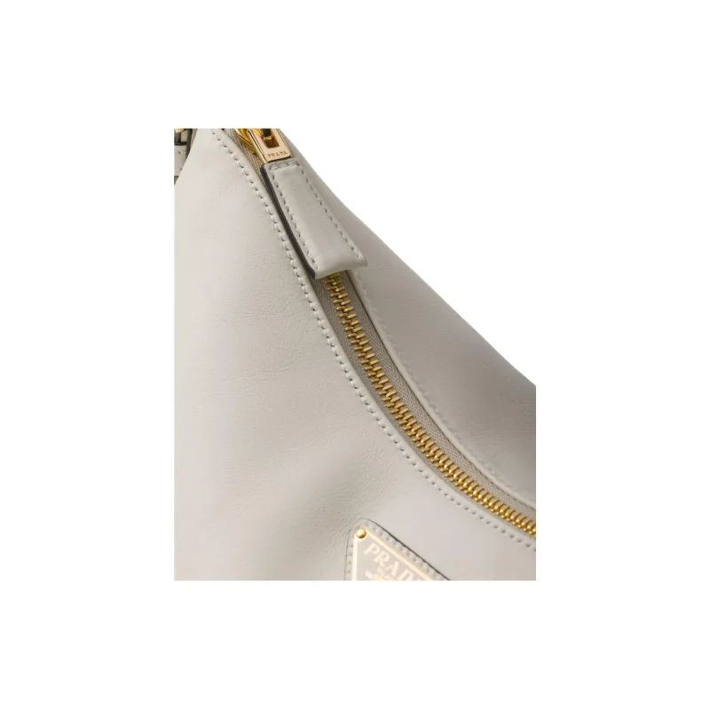 PRADA Leather Hobo Bag Handbag Shoulder Bag Women's White-3