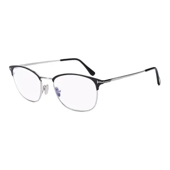 TOM FORD Plate Frame Metal Square Eyeglass Frames Unisex Black Silver
