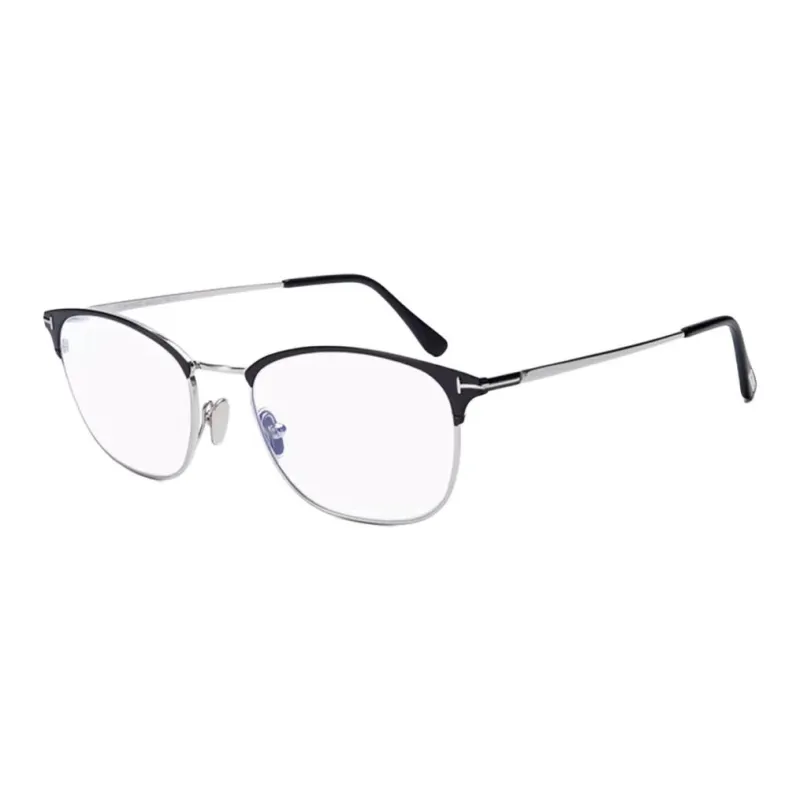 TOM FORD Plate Frame Metal Square Eyeglass Frames Unisex Black Silver-0