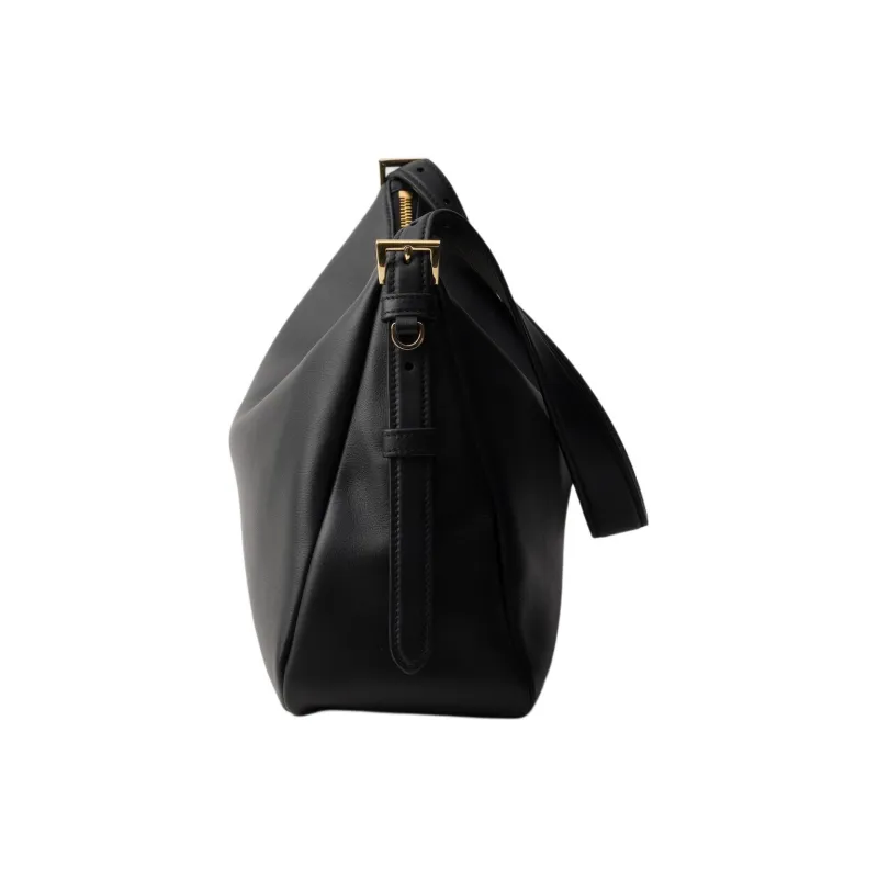 PRADA Leather Hobo Bag Handbag Shoulder Bag Women's Black-2
