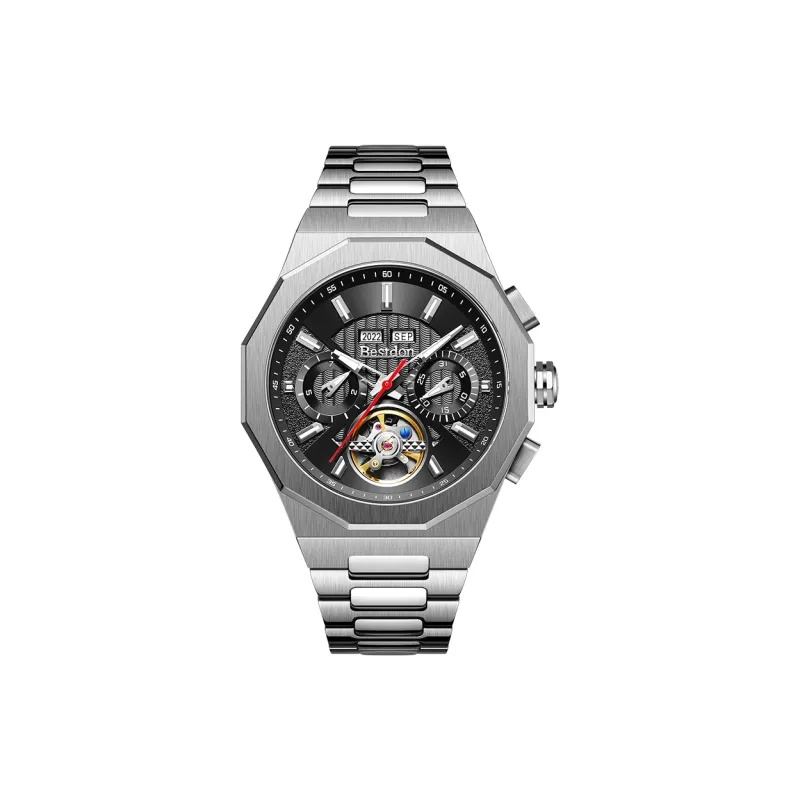 Bestdon Automatic Mechanical Movement Stainless Steel Watchband Men's Watches Black Dial-4