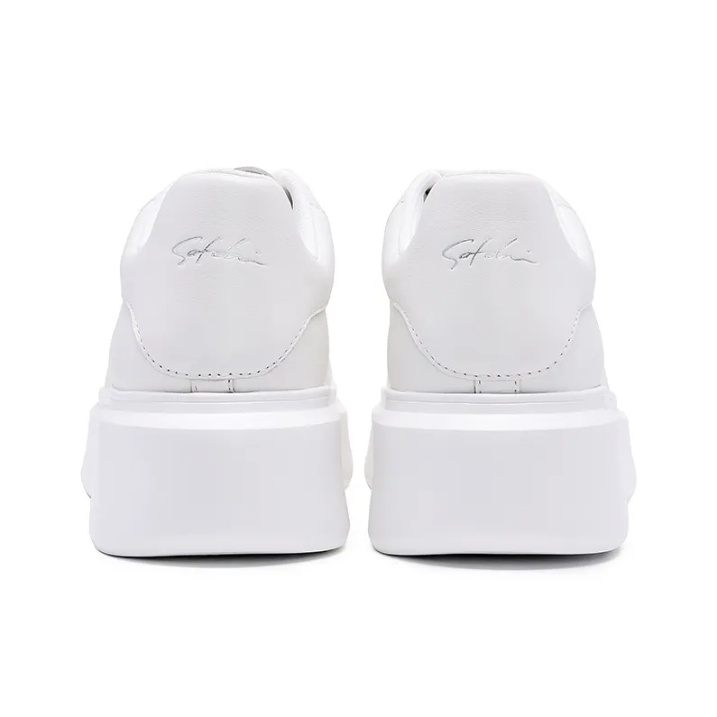 Satchi Cushioning Height Increasing Wear Resistant Slip Resistant Low Top Skateboard Shoes Women's White-4