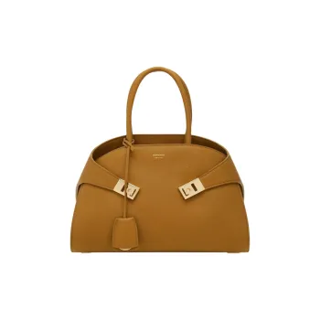 FERRAGAMO Stamped Calfskin Shoulder Bag Crossbody Bag Handbag Small Size Women's Burnt Ochre