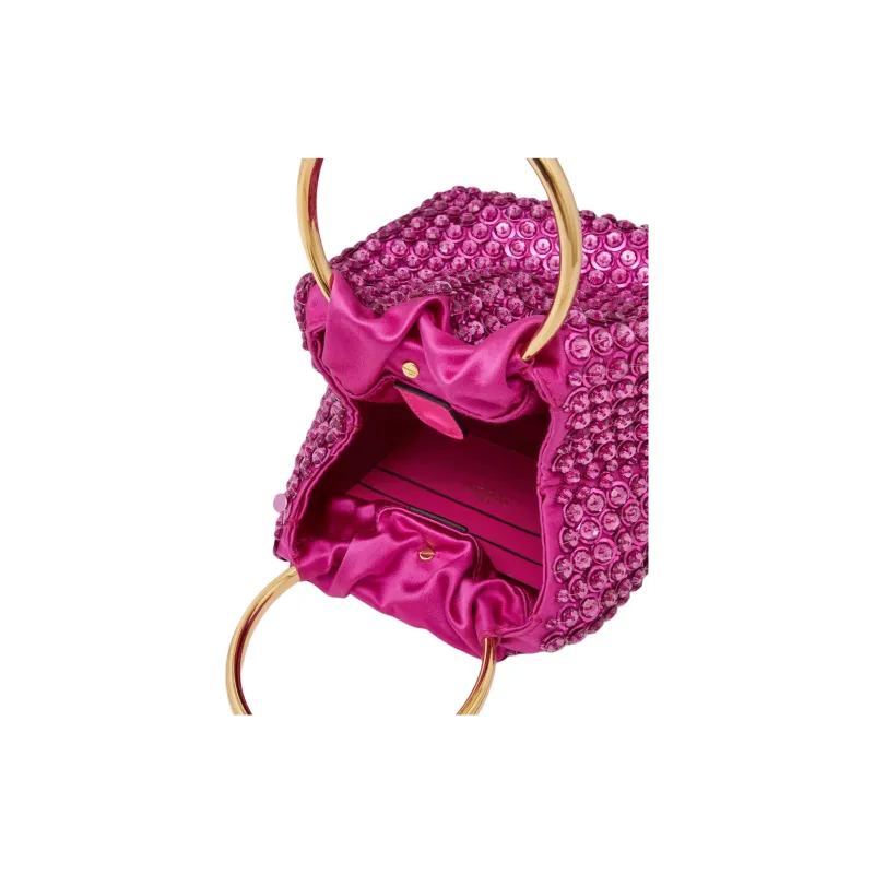 Valentino Embroidery Bucket Bags Handbags Small Size Women's Fuchsia-6