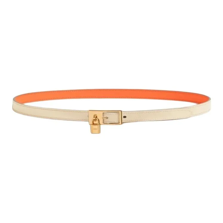 HERMES Brand Logo Calfskin Leather Belts Women's Multicolor Width: 1.5cm-3
