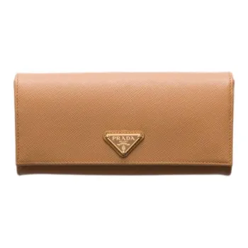 PRADA Saffiano Leather Wallet Large Size Women's Natural