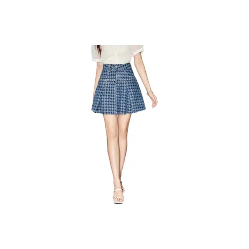 SMEN Casual Short Skirts Women's Denim Blue