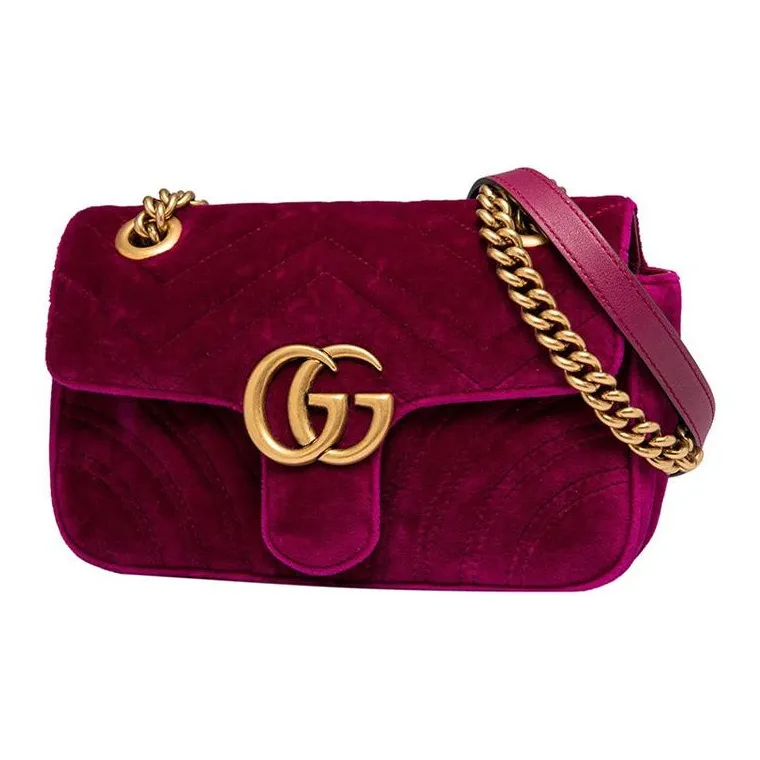 GUCCI GG Marmont Velvet Crossbody Bag, Shoulder Bag Women's Fuchsia-1