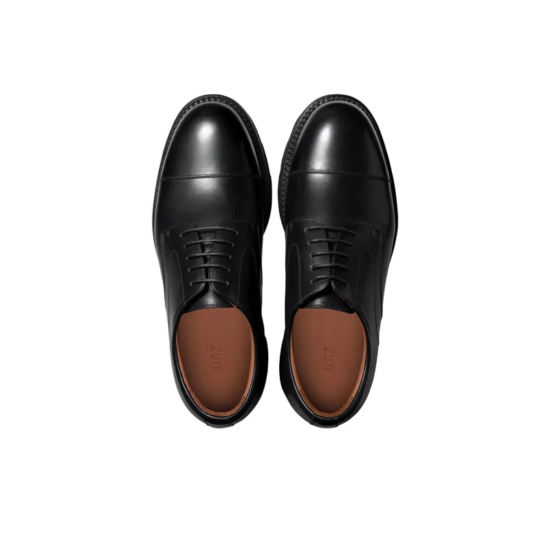 Zuti British Business Calfskin Derby Shoes Casual Shoes Approx. 8.5cm Men's Black-2