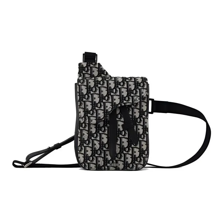 DIOR Saddle Cow Leather Saddle Bag, Shoulder Bag, Crossbody Bag, Clutch, Sling Bag Men's Beige & Black-1