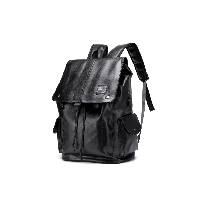 Kaka Tree PU Backpack Unisex Black/Brown-1