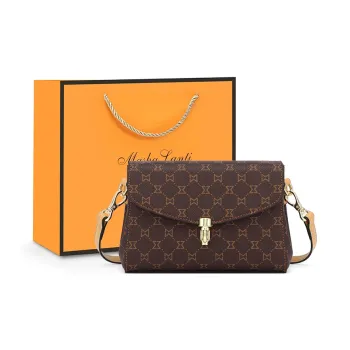 MashaLanti PVC Synthetic Leather Shoulder Bag Women's Coffee/Dark Brown & Apricot