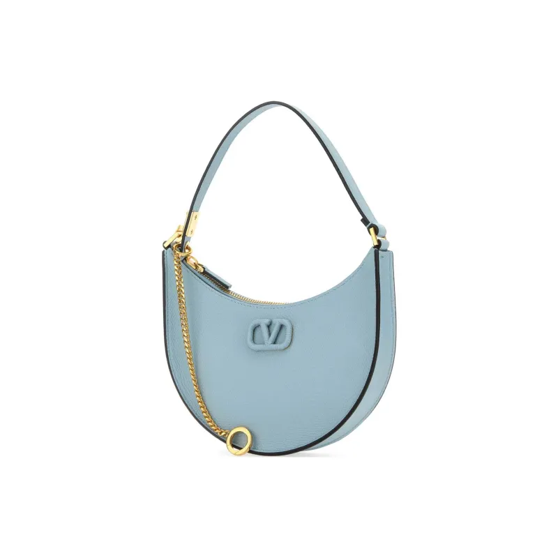 Valentino GARAVANIVlogo Leather Handbag Shoulder Bag Women's Light Blue-1