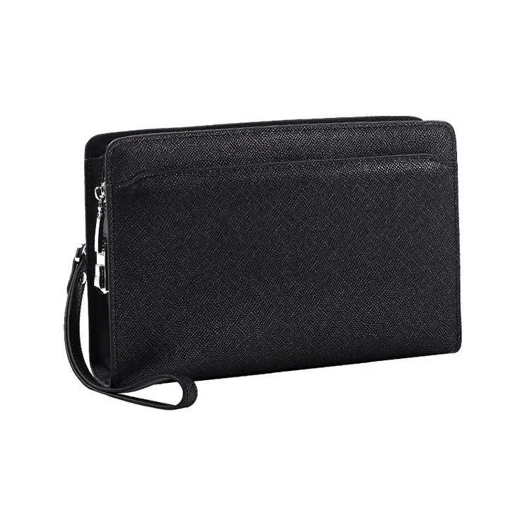 DOSRFINI Genuine Leather Clutch Large Size Men's Black-2