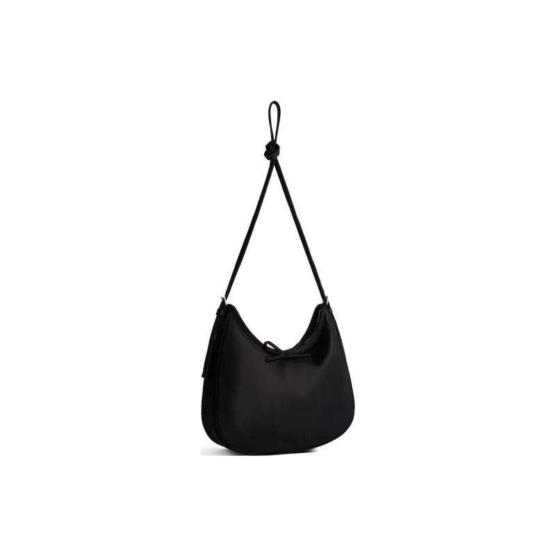 Balenciaga Viscose With Silk Crescent Bag, Crossbody Bag, Shoulder Bag Trumpets Women's Black-1